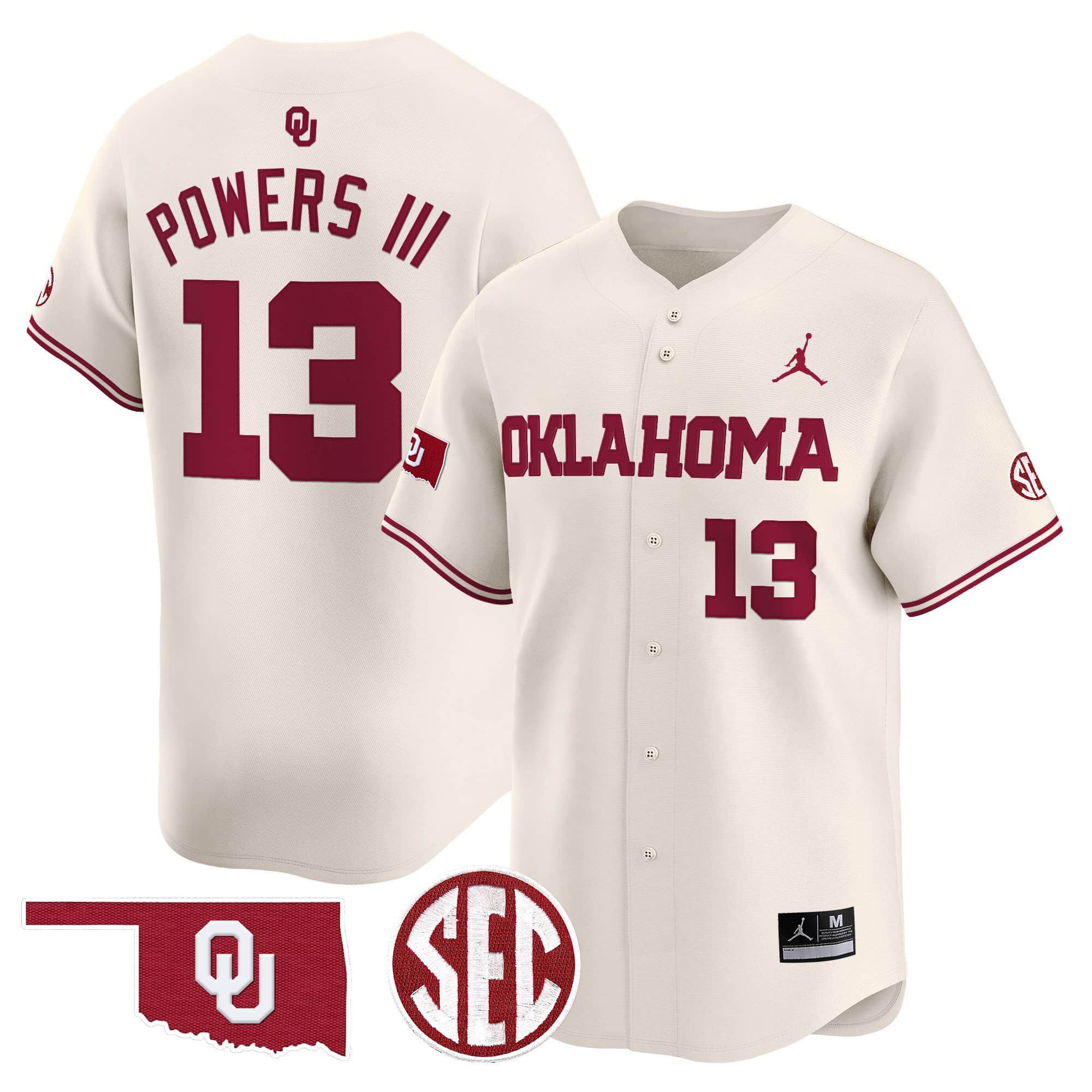 Men Oklahoma Sooners #13 Powers iii Cream 2024 Vapor Premier Limited NCAA Jersey